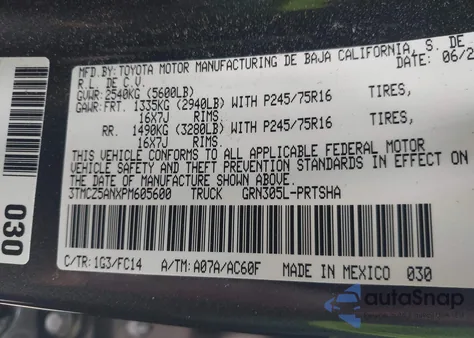 2023 Toyota Tacoma Sr5 V6 from USA, damaged, VIN 3TMCZ5ANXPM605600